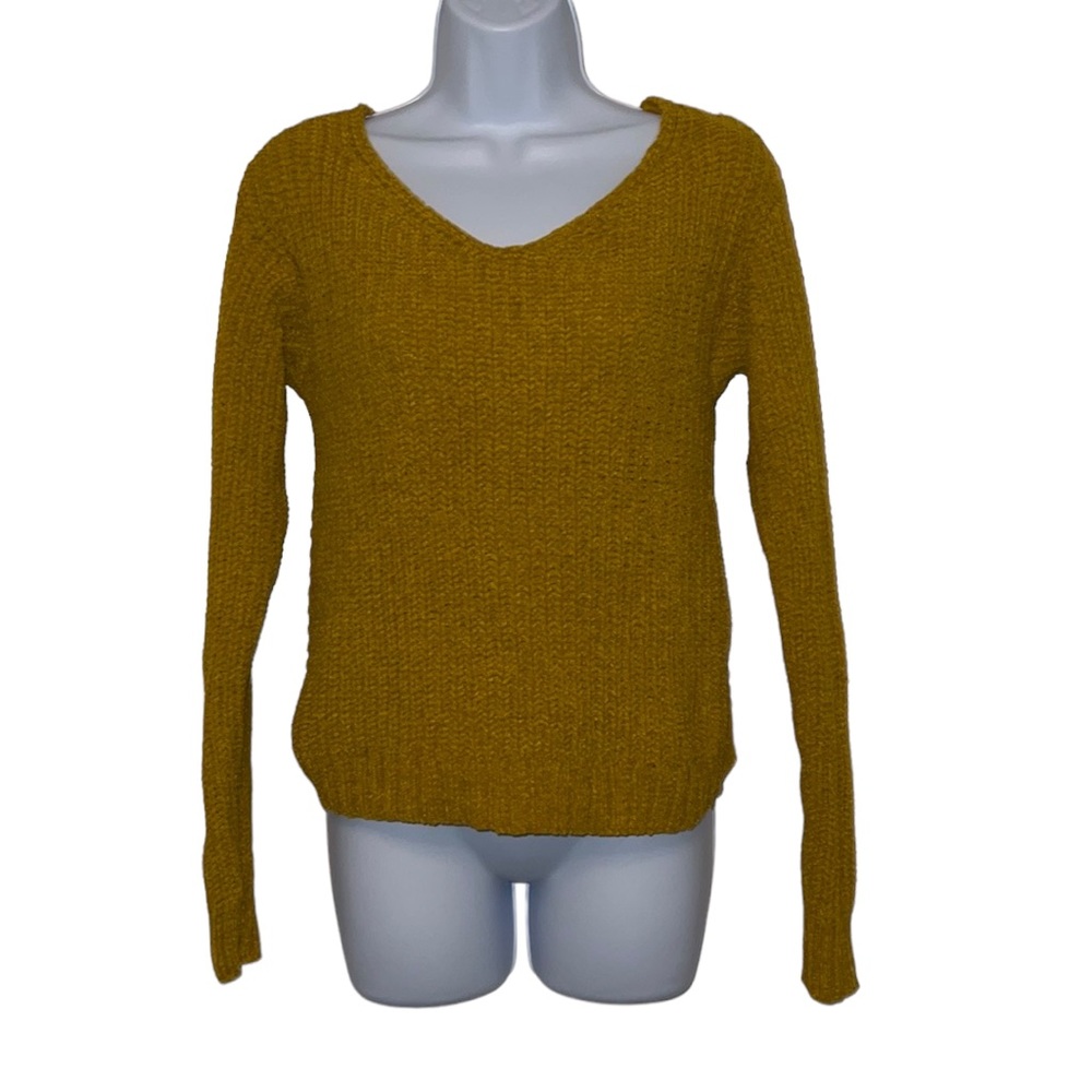 NWT Poof Apparel Mustard Chenille Sweater M